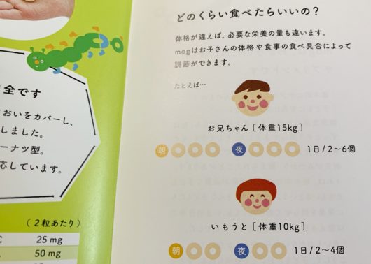 こどもサプリmogの一日量 こどもサプリmog